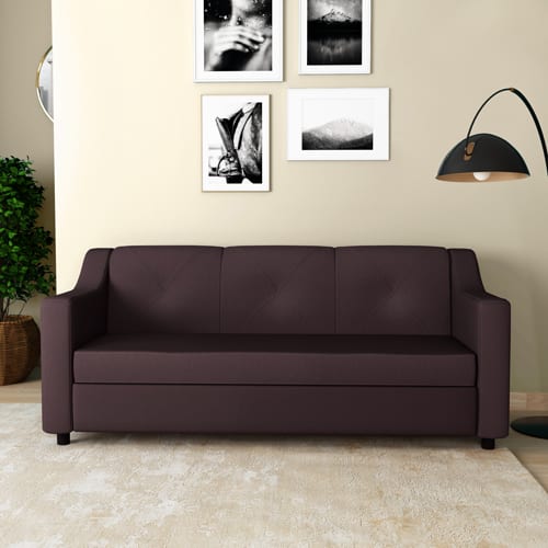 Godrej Interio Monarch 3 Seater Sofa Leatherette Burgundy on EMI Bajaj Mall