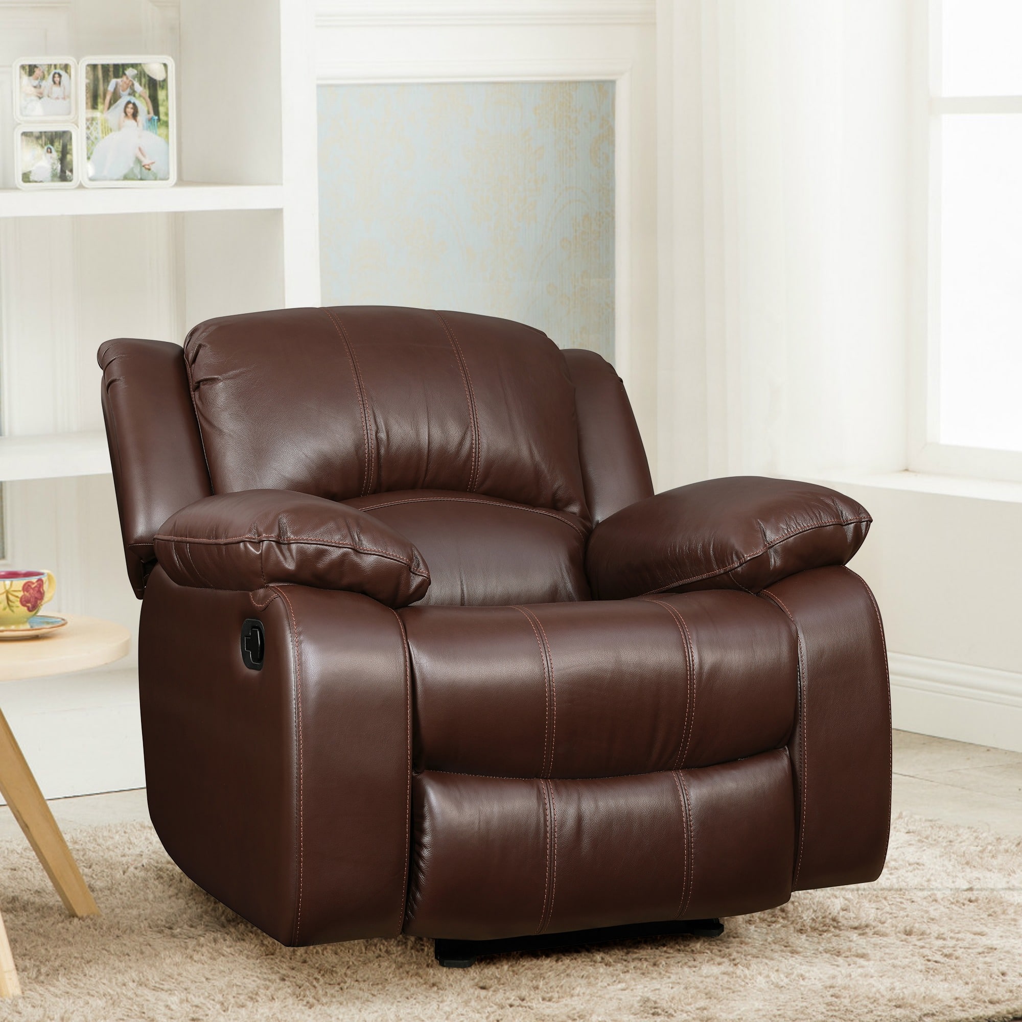 HomeTown Brighton Half Leather Single Seater Recliner with Rocker