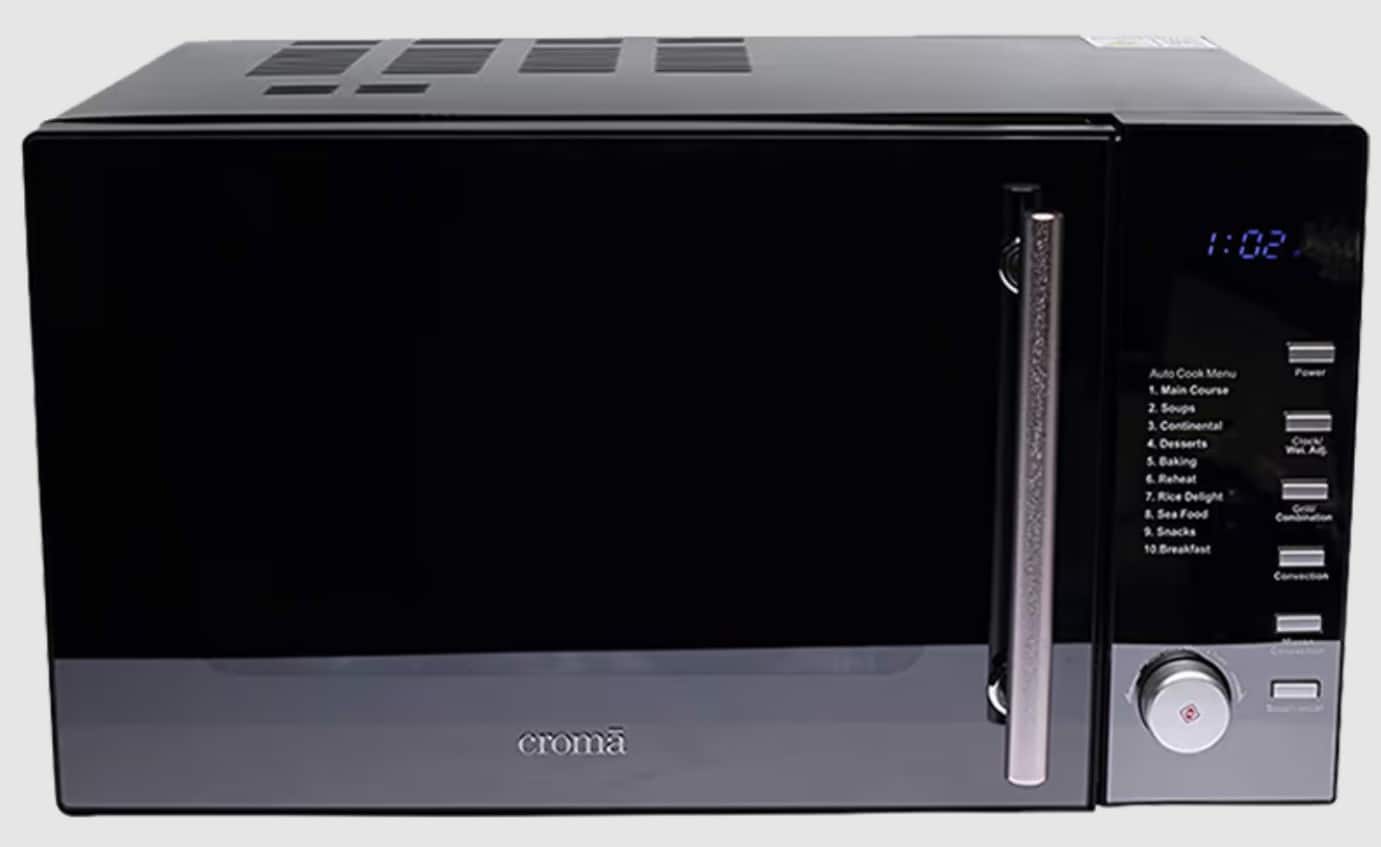 Croma 25L Convection Microwave Oven with LED Display Black