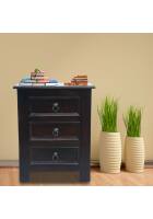 Aaram By Zebrs Furniture Sheesham Wood Bedside Table Of 3 Drawer Storage