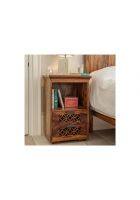 Aaram By Zebrs Modern Furniture Sheesham Rosewood Bedside Table with 2 Drawers and Shelf Storage