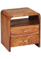 Aaram By Zebrs Modern Furniture Solid Sheesham Indian Rosewood Bedside Table with 2 Drawers and Shelf Storage (Natural)