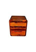 Aaram By Zebrs Modern Furniture Solid Sheesham Indian Rosewood Bedside Table with 3 Drawer Storage for Bedroom (Natural Finish)
