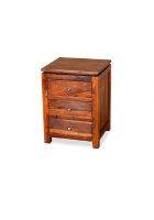 Aaram By Zebrs Modern Furniture Solid Sheesham Indian Rosewood Bedside Table with 3 Drawer Storage (Natural)