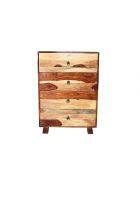 Aaram By Zebrs Modern Furniture Solid Sheesham Indian Rosewood Bedside Table with 4 Drawers Storage
