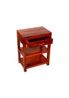 Aaram By Zebrs Modern Furniture Solid Sheesham Indian Rosewood Bedside Table with Drawer and 2 Shelf Storage for Bedroom