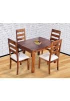 Aaram By Zebrs Modern Furniture Solid Sheesham Wood 4 Seater Dining Table Set with 4 Cushion Chairs