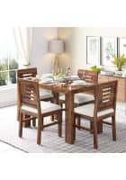 Apka Interior 4 Seater Sheesham Wood Dining Table With Chairs (Rustic Teak Finish)