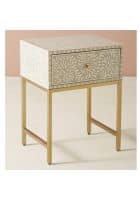 Apka Interior Bone Inlay Bed Side Table (WHITE)