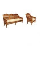 Apka Interior Wooden Carving Sofa Set 3+1+1 (Finish Color - BROWN, Rectangular, Slide Shape)