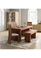 Apka Interior Solid Sheesham Wood Dining Table 6 Seater With Chair Set