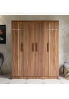 Apka Interior Wendi Four Door Engineered Wood Wardrobe (Natural Brown)