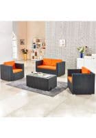 Apkainterior 4 Seater Sofa Set with Centre Table (Finish Color Black), Rectangular Slide Shape