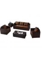 Apka Interior 5 Seater Wicker Sofa Set with Centre Table (Finish Color Brown)