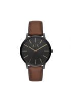 Armani Exchange Mens Cayde Black Dial Leather Analogue Watch - AX2706