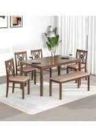 @home by Nilkamal Alice 1 + 4+ Bench Dining Set (Brown)