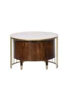 @home by Nilkamal Emmit Marble Top Center Table With Storage, Sun Walnut