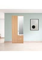 @home by Nilkamal Indio Engineered Wood 2 Door Mirror Wardrobe (Urban Teak And White)