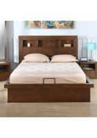 @home by Nilkamal Lincoln King Bed with Hydraulic Storage (Walnut)