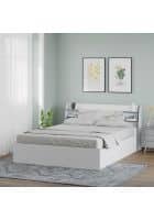 @home by Nilkamal Marbito Engineered Wood King Bed Headboad & Box Storage (White)