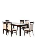 @home by Nilkamal Pedro Solid Wood 6 Seater Dining Set in Beige Finish