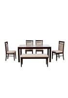 @home by Nilkamal Pedro Solid Wood 6 Seater Dining Set With Bench in Beige Finish