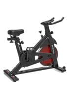 PowerMax Fitness BS-151 Exercise Spin Bike with 6KG Flywheel, LCD Display and Friction Braking System for Home Workout - Black