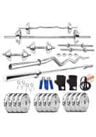BULLAR 30 Steel Home Gym Set with 4Ft Curl, 5Ft Straight Rod, Dumbbell Rods, Steel Weight Plates Combo,Gym Equipment for Home Workout Fitness Kit Professional Exercise Set 