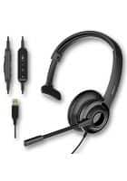 Deltaco Sweden USB Stereo Office Headset Hl-0652, Team Webex Compatible, Volume Control, Noise Cancelling Microphone (Black)