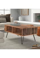 Furniture Adda Sheesham Wood & Metal Legs Sunrise Natural Finish Coffee Table (Natural)