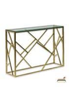 Furniture Adda Steel & Glass Tri Console Table (Gold)