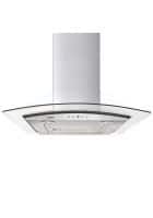 Glen Kitchen Chimney Curved Glass With Push Button Italian Motor Baffle Filters 60cm 1000 m3/h -Silver (6071 EX 60 BF LTW)