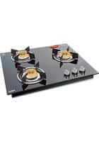 Glen 3 Burner Glass Hobtop With Italian Double Ring Forged Brass Burners Auto Ignition (1063 RO IN HT BB)