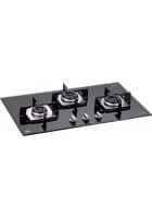 Glen 3 Burner Built In Glass Hob With Italian Double Ring Burners Auto Ignition (1073 SQ IN)