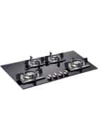 Glen 4 Burner Built-in Glass Hob With Forged Brass Double Ring Burner Auto Ignition (1074 SQ DB)