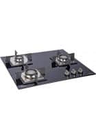 Glen 3 Burner Built In Glass Hob With Double Ring Forged Brass Burner Auto Ignition (1063 SQ DB)