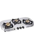 Glen 3 Burner Stainless Steel Gas Stove With High Flame Brass Burner Auto ignition (1035 SS HF BB AI)