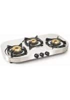 Glen 3 Burner Stainless Steel Gas Stove With High Flame Brass Burner (1035 SS HF BB)