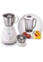 Glen Mixer Grinder 750W 100 Percent Copper Motor, 3 Stainless Steel Liquidiser, Grinder and Chutney Jars - White (4022)