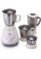 Glen Mixer Grinder 750W 100 Percent Copper Motor, 1 Transparent Jar, 3 Stainless Steel Jars, - White (4022 PLUS)