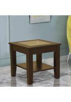 Home Town Abby Glass Top Side Table in Dark Brown Colour