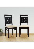 Home Town Flora Acacia Wood Dining Chair Set of 2 in Cappuchino Colour