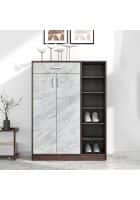 Nilkamal Cresta Engineered Wood Shoe Cabinet with 11 Shelves (Ash Wenge And Marble Beige)