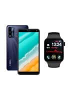 I KALL Z1 4GB 32GB Memory With 5.45 Inch Screen Android 8.1 (Dark Blue) /I KALL W1 Smart Watch 1.82 Inch Display with SPO2 Blood Oxygen Monitoring (Black, Pack of 2)
