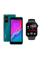 I KALL Z5 Smartphone (5.45 Inch 3GB 16GB) (Green) /I KALL W1 Smart Watch 1.82 Inch Display with SPO2 Blood Oxygen Monitoring (Black, Pack of 2)