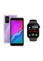 I KALL Z5 Smartphone (5.45 Inch 3GB 16GB) (Purple) /I KALL W1 Smart Watch 1.82 Inch Display with SPO2 Blood Oxygen Monitoring (Black, Pack of 2)