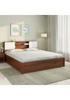 Nilkamal Malcom Premier Storage Bed with Headboard Storage Engineered Wood Queen Hydraulic Bed (Walnut)