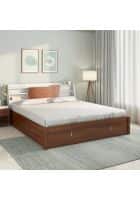 Nilkamal Slew Premier Storage Bed with Headboard Storage Engineered Wood Queen Hydraulic Bed (Walnut)