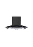 Kaff Filter Less Dry Heat Auto Clean Curved Shaped Wall Mounted Chimney Black (Stella DHC 90 bs)