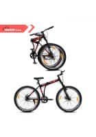 Leader Flexo 27.5T Foldable Bicycle Dual disc Brake for Men-Ideal for 12+ Years (Matt Black and Red)